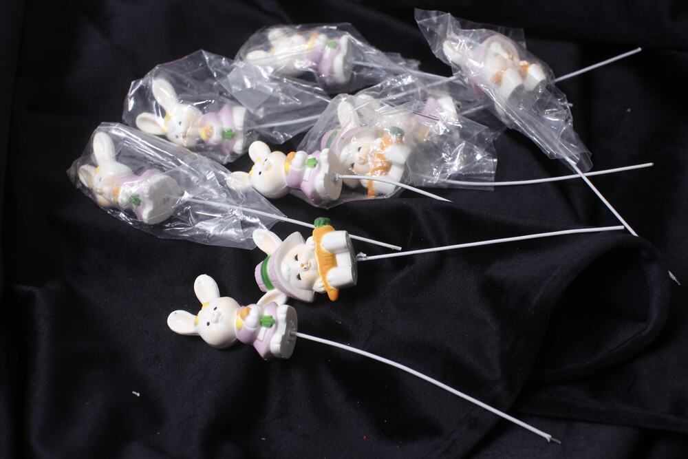 Cute Easter Bunny PVC 1980s Cake Topper Lot Spring Holiday Decor ~ 260914-WH 13